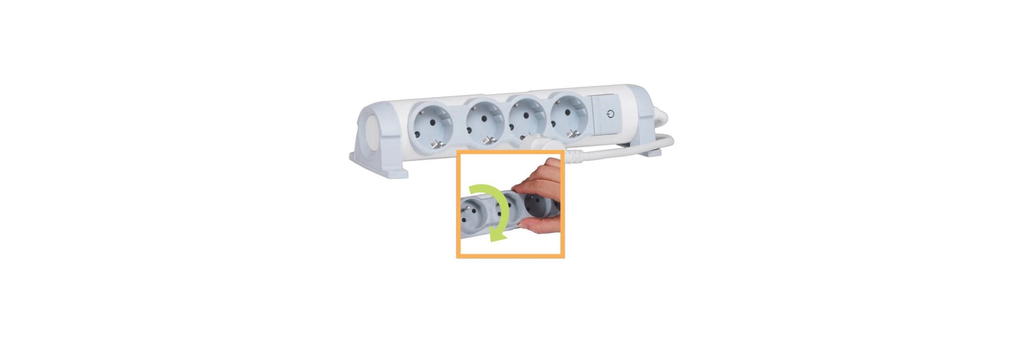 Multi-outlet extension - 4x2P+E orientable - 3 m - 16 A