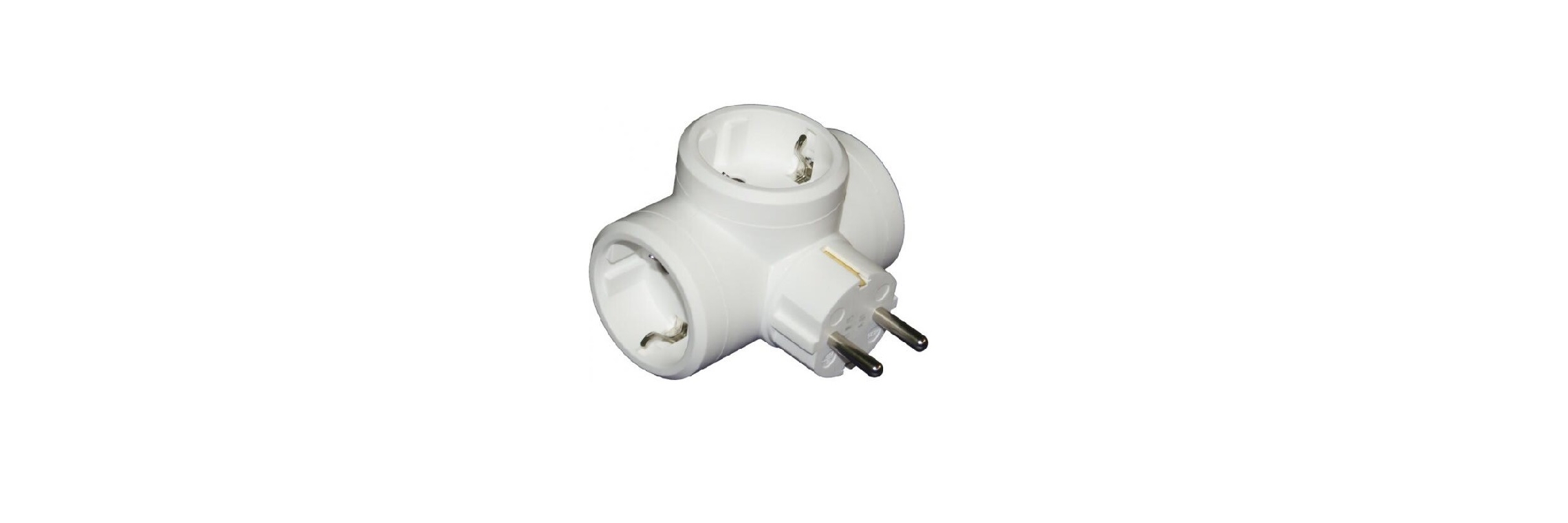 2P+E MULTI-SOCKET PLUG - GERMAN STD - 3 SIDE OUTLETS - WHITE - CARDBOARD